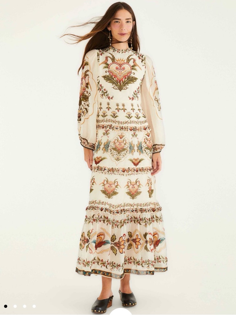 Farm Rio Majestic Hearts Maxi Dress, Nwt